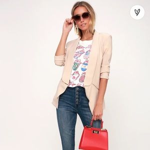 Lulus Miss Punctuality Taupe Lightweight Blazer